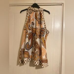 Dorothy Perkins White and Mustard Paisley Halter Camisole